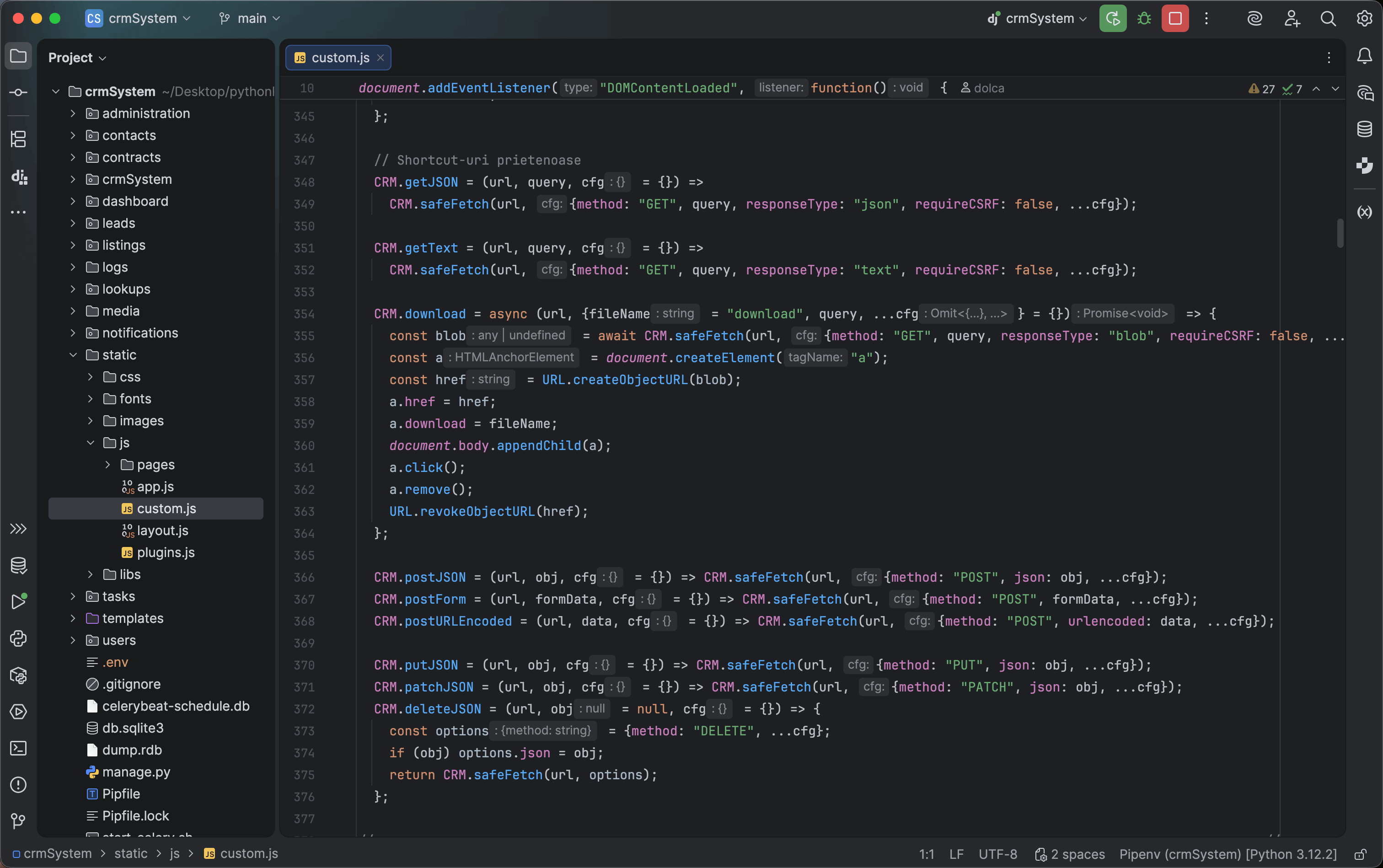 project code details