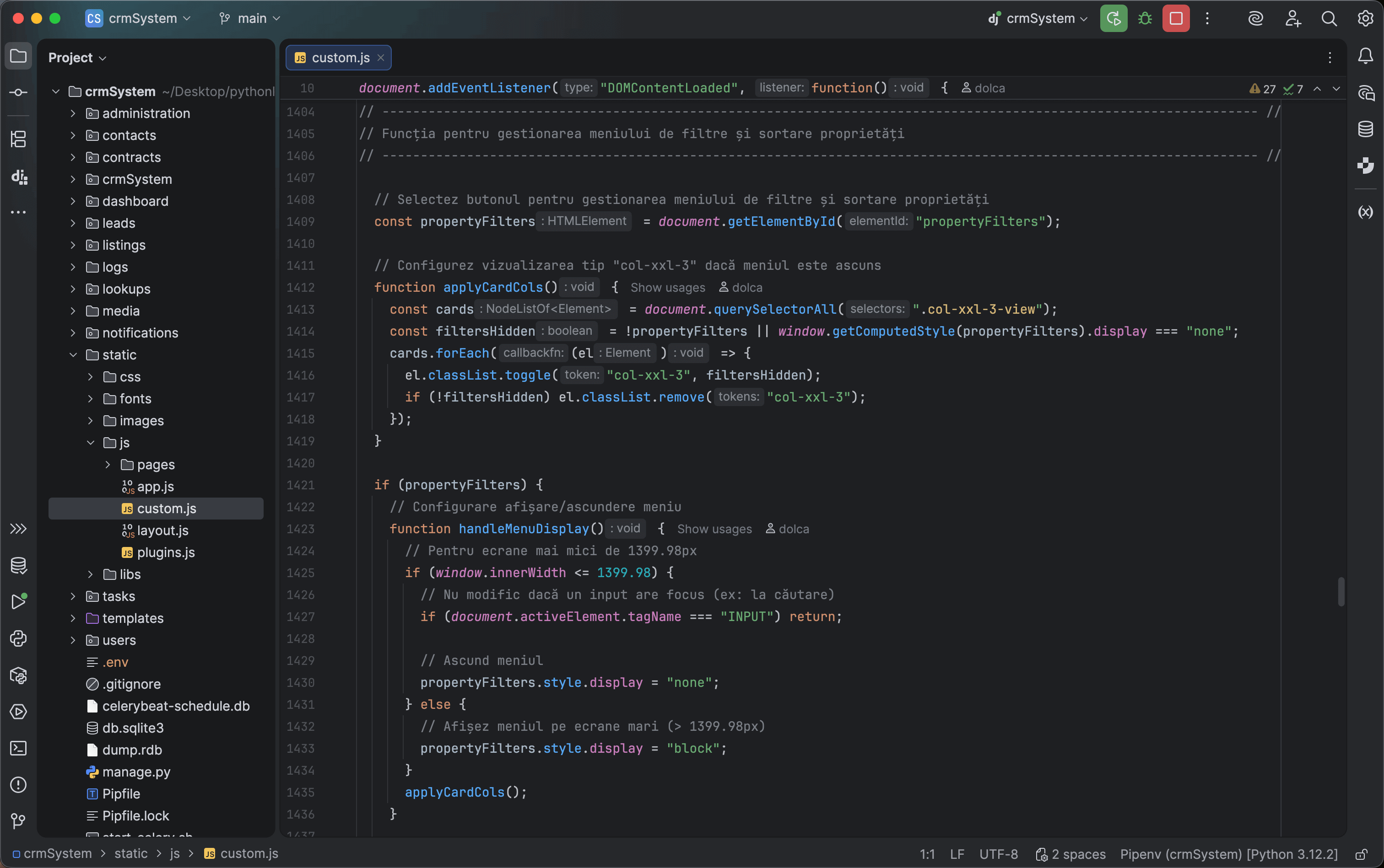 project code details